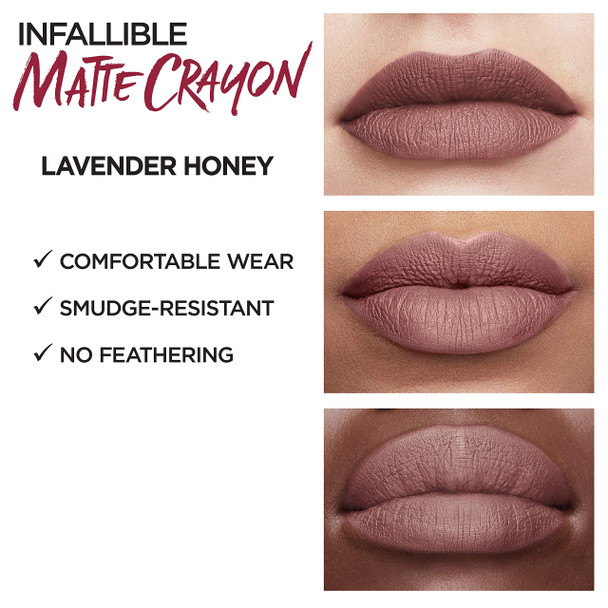 L'Oreal Paris Infallible Matte Lip Crayon Lavender Honey (Packaging May Vary)