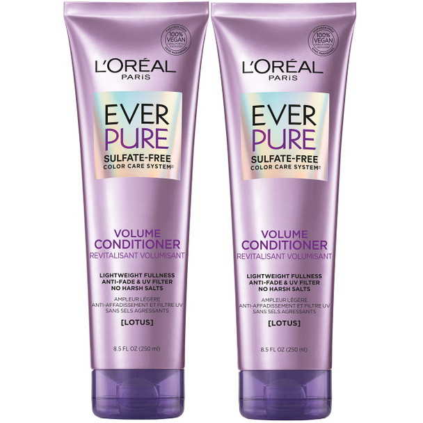 L'Oreal Paris Hair Care Everpure Sulfate Free Volume Conditioner With Lotus Flower 2 Count (8.5 Fl. Oz Each)