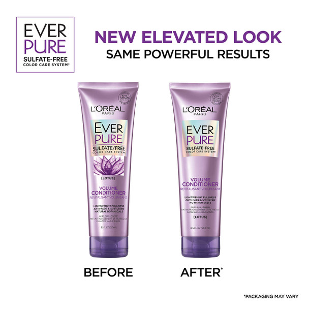 L'Oreal Paris Hair Care Everpure Sulfate Free Volume Conditioner With Lotus Flower 2 Count (8.5 Fl. Oz Each)