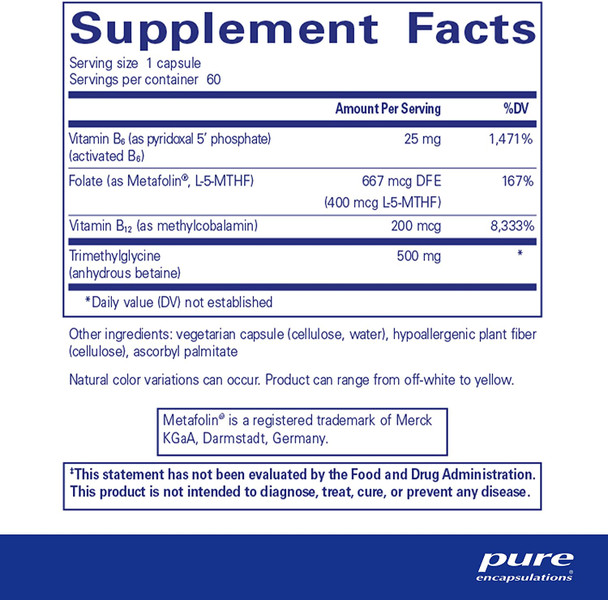 Pure Encapsulations, Homocysteine Factors, 60 vcaps