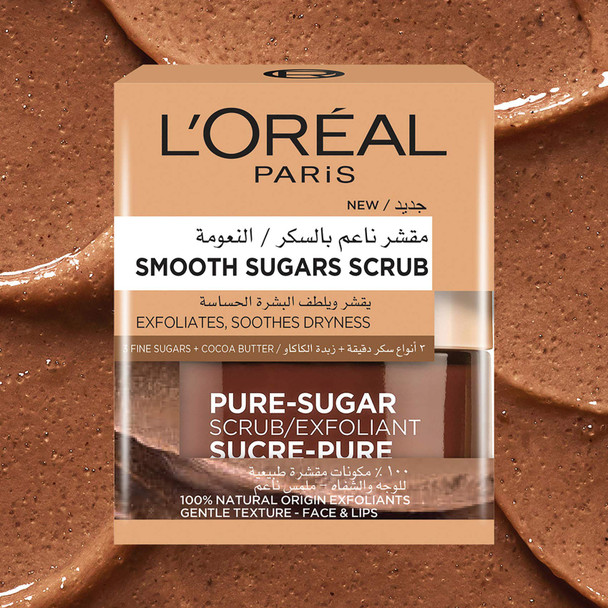 L'Oreal Paris A9434601 Smooth Sugar Scrubs With Cocoa Butter For Soft & Nourished Skin 50Ml