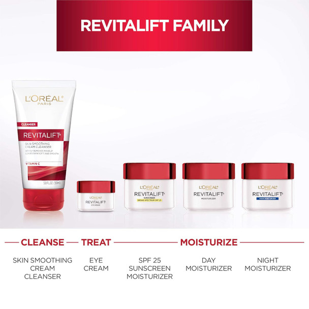 L'Oreal Paris Revitalift Daily Cream Cleanser Gentle Makeup Remover Face Wash With Vitamin C 5 Fl. Oz (Pack Of 2)
