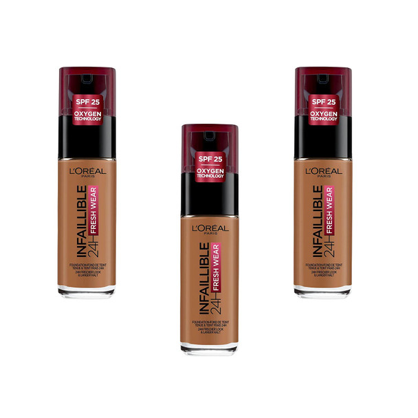 L'Oreal Paris Infallible 24Hr Fresh Wear Liquid Foundation - 340 Copper Pack Of 3 (3 X 30 Ml)