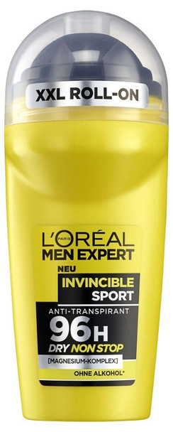 L'Oreal Paris Men Expert Invincible Man Roll-On Deodorant 96H Protection Sport Deodorant For Men Controlled Dryness And Body Odour (6 X 50 Ml)