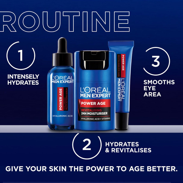 L'Oreal Paris New Men Expert Power Age Moisturiser Hydrating & Revitalising Hyaluronic Acid Moisturiser For Men Designed For Ageing Dry & Dull Skin 50Ml L'Oreal Paris New Men Expert Power Age Moisturiser Hydrating & Revitalising Hyaluronic Acid Moisturiser For Men Designed For Ageing Dry & Dull Skin 50Ml