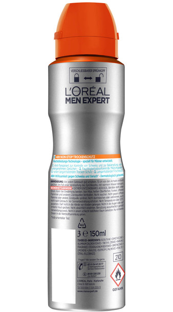 L'Oreal Paris Men Expert Fresh Extreme Deodorant Spray With 48H Non-Stop Dry Protection Pack Of 150 Ml