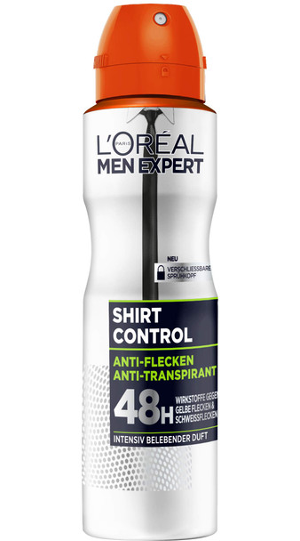 L'Oreal Paris Men Expert Body Care Anti-Stain Deodorant Spray For Men With Intensive Invigorating Fragrance For Up To 48 Hours Of Freshness Shirt Control 1 X 150 Ml
