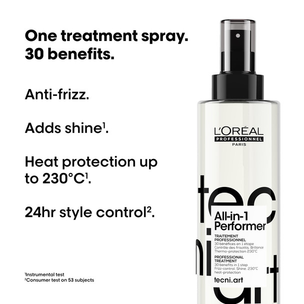 L’Oréal Professionnel Tecni.ART All in 1 Performer 30 Multi-Benefit Leave-in Conditioner & Treatment Spray Heat Protection Detangling, Anti-frizz and Shine 190ml