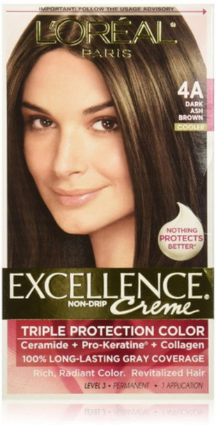 L'Oreal Paris Excellence Creme Haircolor Dark Ash Brown [4A] (Cooler) 1 Ea (Pack Of 2)