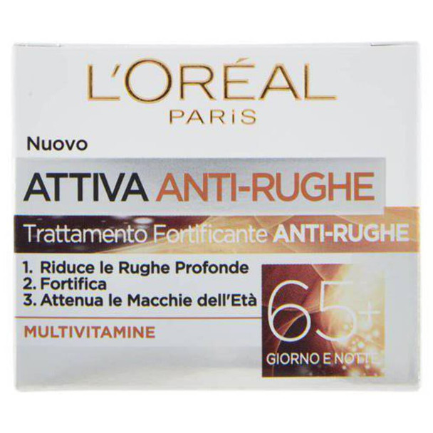 L'Oreal Paris Attiva Antirughe Crema Viso Antirughe Trattamento Fortificante Multivitamine 65