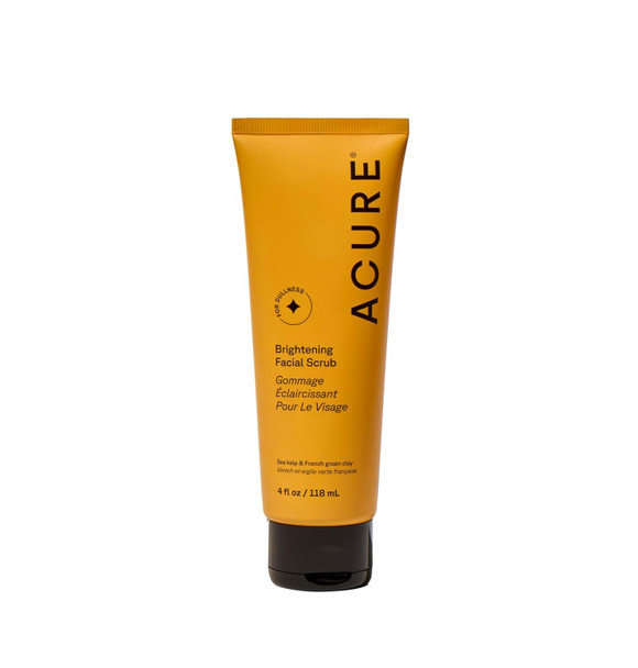 Acure Brightening Facial Scrub |100% Vegan |For A Brighter Appearance | Sea Kelp & French Green Clay - Softens, Detoxifies and Cleanses | All Skin Types | 4 Fl Oz (Packaging May Vary) (ET1012)