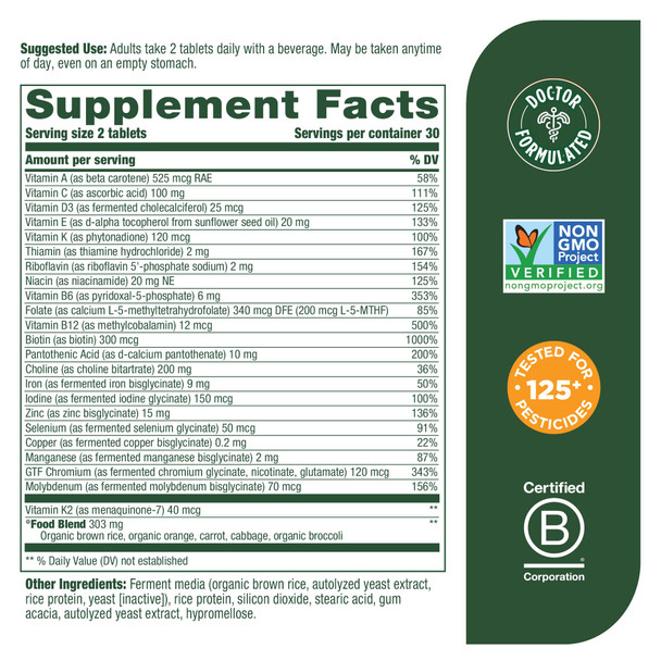 MegaFood Women'S 40+ Advanced Multivitamin For Women - Dr Formulated - Vitamin B Vitamin D3 Vitamin K2 & Choline - Energy Metabolism; Brain Health & Bone Health - Vegetarian - 60 Tabs (30 Servings)