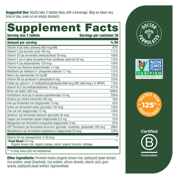 MegaFood Women'S Advanced Multivitamin For Women - Doctor-Formulated With Iron Choline Vitamin D Vitamin C & Zinc - Brain Health - Immune Support - Non-Gmo - Vegetarian - 60 Tabs (30 Servings)
