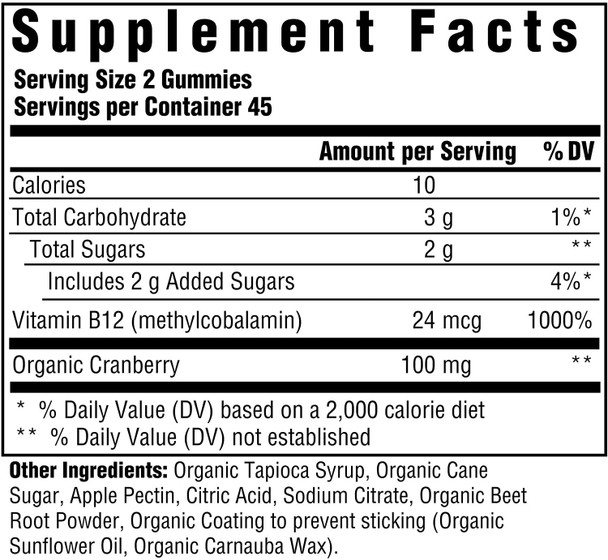MegaFood Mega Food B12 Energy Cranberry 90 Gummies