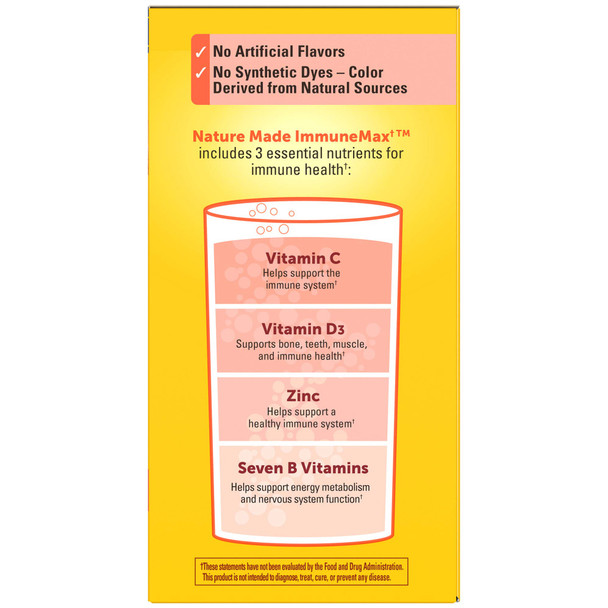 Nature Made Immunemax Fizzy Drink Mix With Vitamin C Vitamin D And Zinc Supplement For Immune Support Fast Absorption 30 Stick Packs 0.4 Ounce