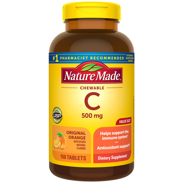 Nature Made Chewable Vitamin C 500 Mg Dietary Supplement For Immune Support 150 Tablets 150 Day Supply