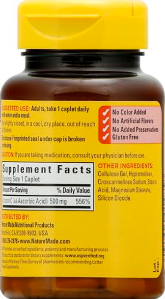 Nature Made Vitamin C 500 Mg Caplets 100 Ct Nature Made Vitamin C 500 Mg Caplets 100 Ct