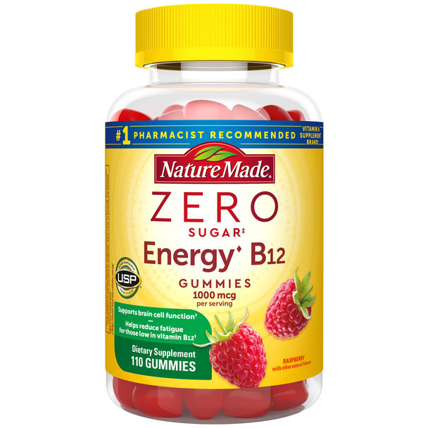 Nature Made Zero Sugar Energy Vitamin B12 Gummies 1000 Mcg Per Serving B12 Vitamins Energy Metabolism Support 110 Sugar Free Gummies 55 Day Supply