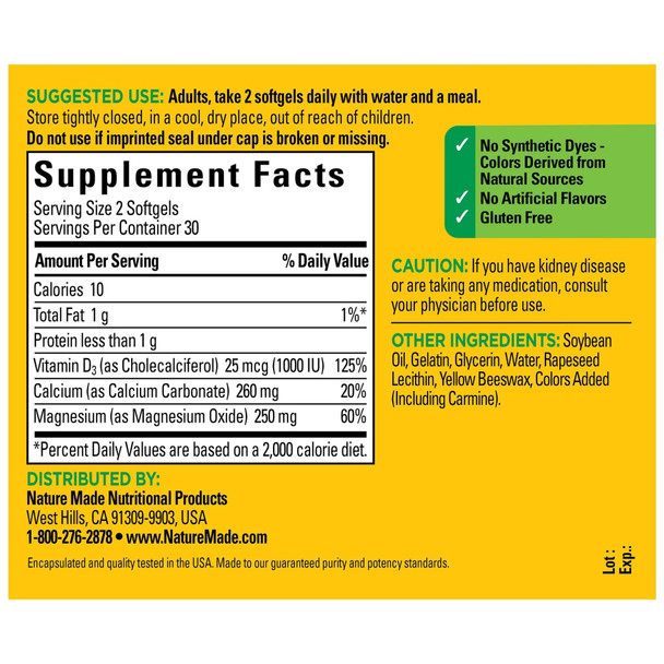 Nature Made Bone Strong With Calcium 260Mg Helps Support Bone Strength Vitamin D3 1000Iu To Aid In Calcium Absorption And Magnesium 250Mg For Bone Health 60 Count Nature Made Bone Strong With Calcium 260Mg Helps Support Bone Strength Vitamin D3 1000Iu To Aid In Calcium Absorption And Magnesium 250Mg For Bone Health 60 Count