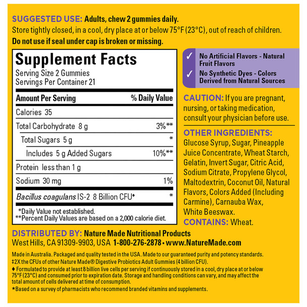 Nature Made Ultra Strength Digestive Probiotics Probiotics For Women And Men 42 Probiotic Gummies 21 Day Supply Nature Made Ultra Strength Digestive Probiotics Probiotics For Women And Men 42 Probiotic Gummies 21 Day Supply