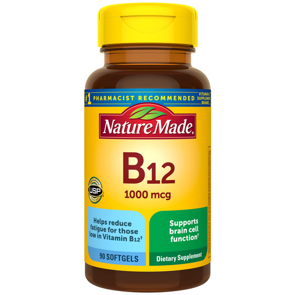 Nature Made Vitamin B12 1000 Mcg Dietary Supplement For Energy Metabolism Support 90 Softgels 90 Day Supply