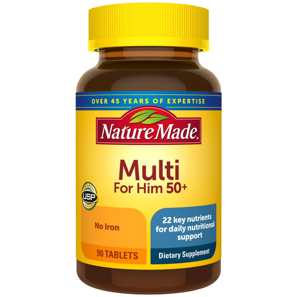 Nature Made Men'S Multivitamin 50+ Tablets With Vitamin D 90 Count For Daily Nutritional Support Nature Made Men'S Multivitamin 50+ Tablets With Vitamin D 90 Count For Daily Nutritional Support