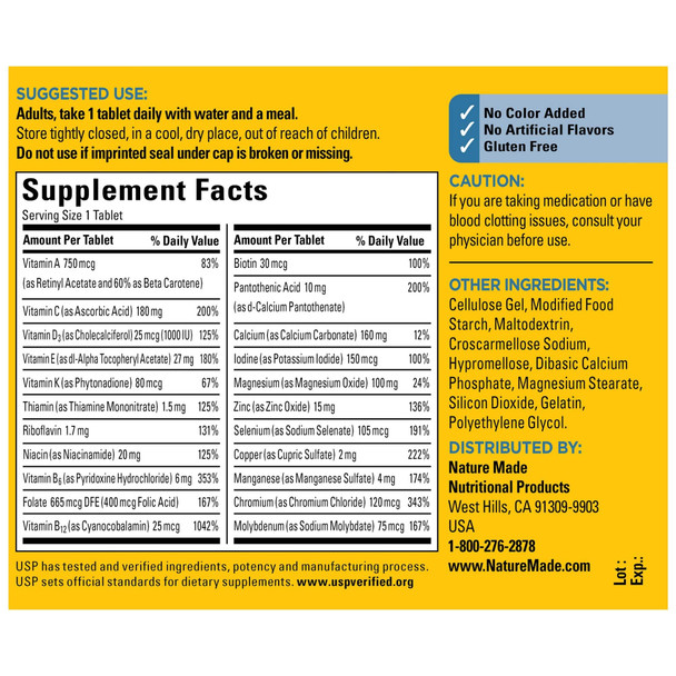 Nature Made Men'S Multivitamin 50+ Tablets With Vitamin D 90 Count For Daily Nutritional Support Nature Made Men'S Multivitamin 50+ Tablets With Vitamin D 90 Count For Daily Nutritional Support