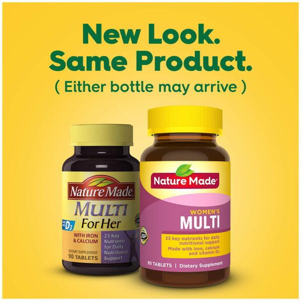 Nature Made Women'S Multivitamin Tablets 90 Count For Daily Nutritional Support† (Packaging May Vary)