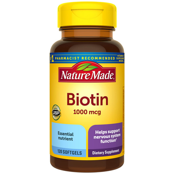 Nature Made Biotin 1000 Mcg Dietary Supplement Supports Healthy Hair & Skin 120 Softgels 120 Day Supply