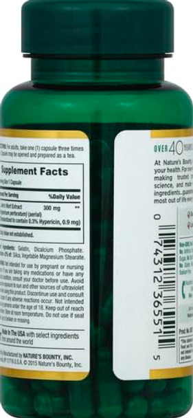 Nature's Bounty St. John’S Wort 300Mg Capsules Herbal Health Supplement Promotes A Positive Mood 100 Capsules