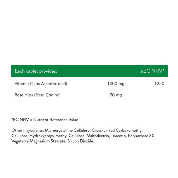 Nature's Bounty Vitamin C 1000 Mg With Rose Hips - Pack Of 60 Coated Caplets - Supports Immunity And Energy - Vegan And Gluten Free