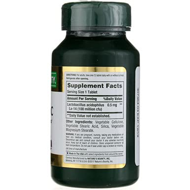 Nature's Bounty Probiotic Acidophilus Tablets 120 Ea (Pack Of 5)
