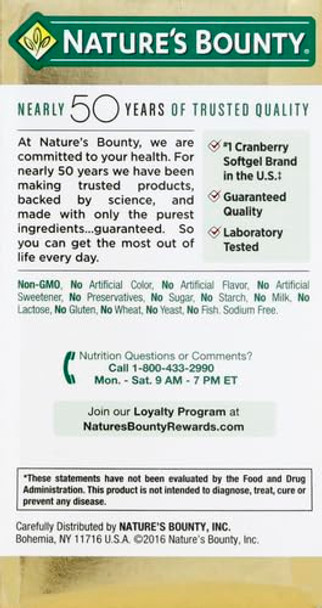Nature's Bounty Cranberry Dietary Supplement Supports Urinary Tract And Immune Health Softgels 25 200 Mg 60 Ct Nature's Bounty Cranberry Dietary Supplement Supports Urinary Tract And Immune Health Softgels 25 200 Mg 60 Ct