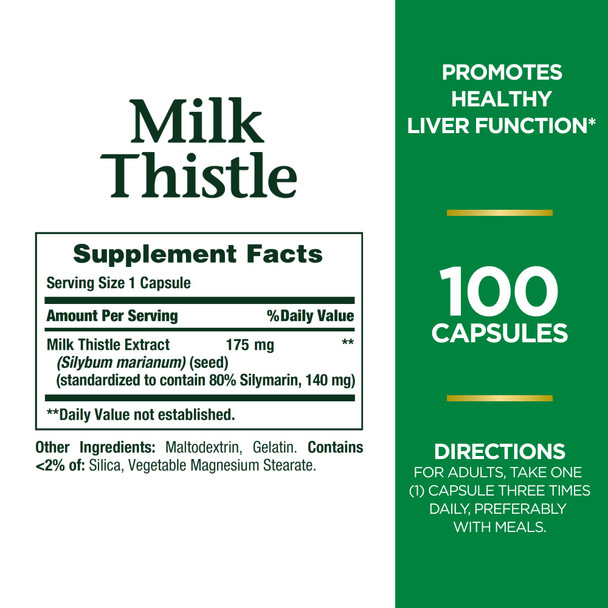 Nature's Bounty Milk Thistle Herbal Health Supplement Supports Liver Health 175Mg 100 Softgels
