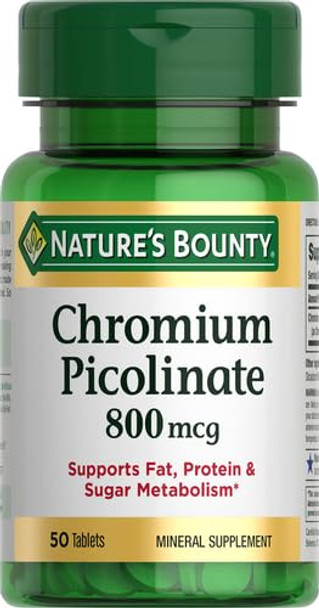 Nature's Bounty Mega Chromium Picolinate 800 Mcg Tablets 50 Ea