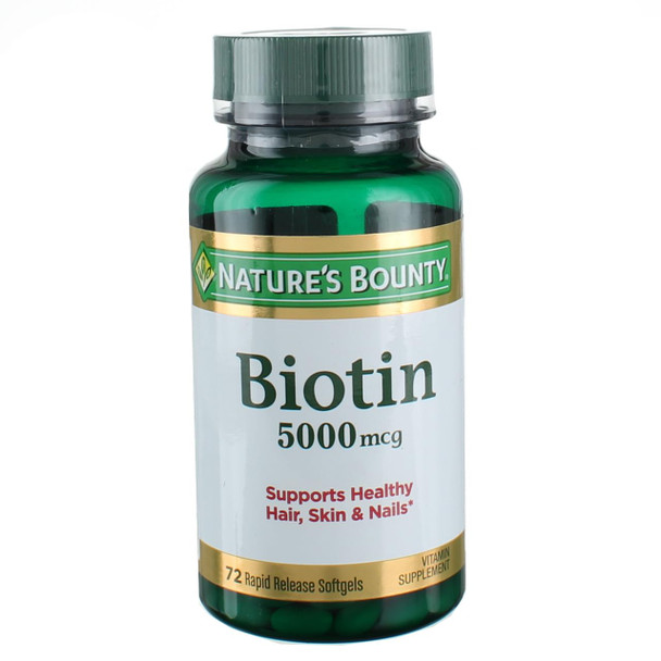 Nature's Bounty Super Potency Biotin 5000Mcg - 72 Softgels (Pack Of 2)