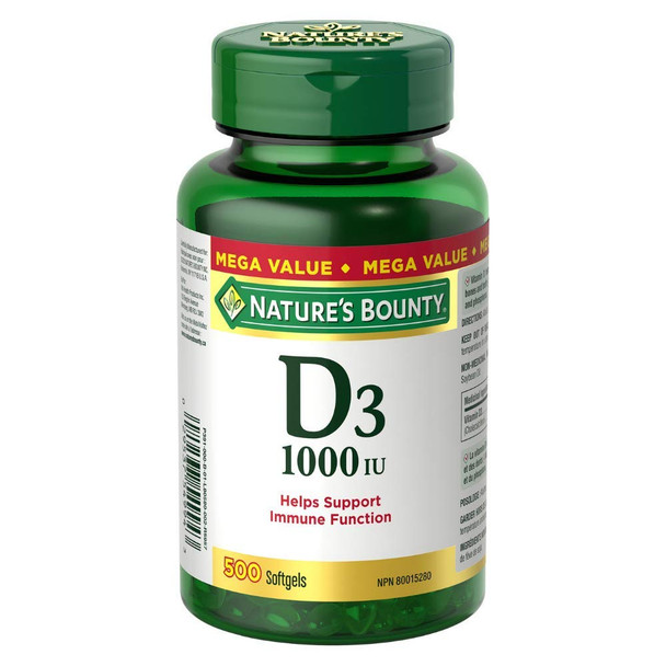 Nature's Bounty Vitamin D3 1000 Iu Mega Value 500 Softgels