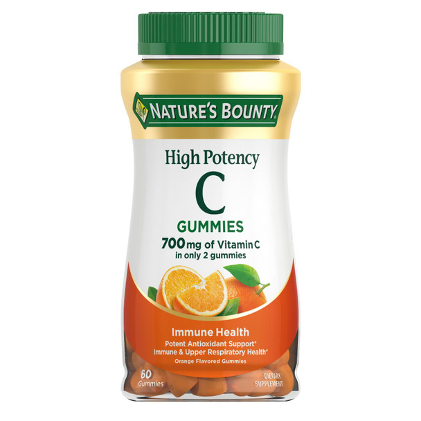Nature's Bounty High Potency Vitamin C Gummies Immune Support Supplement 700Mg Orange Flavor 60 Count Nature's Bounty High Potency Vitamin C Gummies Immune Support Supplement 700Mg Orange Flavor 60 Count