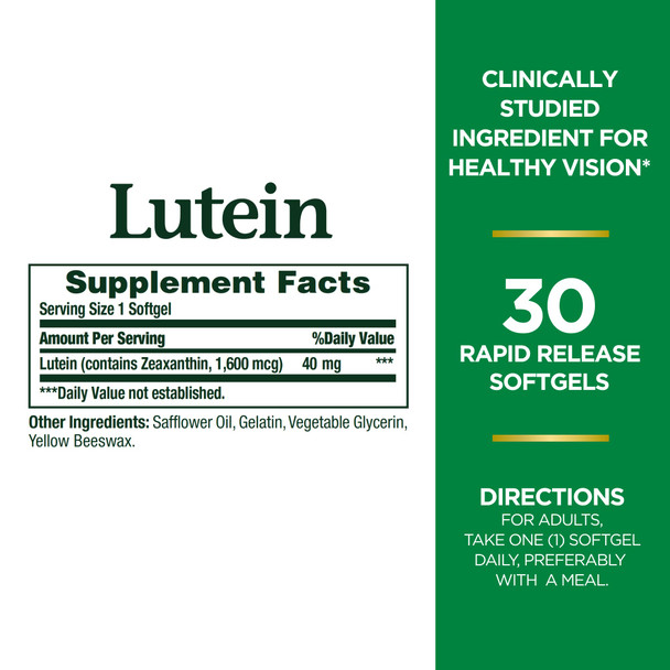 Nature's Bounty Lutein Pills Eye Health Supplements And Vitamins Support Vision Health 40 Mg 30 Softgels Nature's Bounty Lutein Pills Eye Health Supplements And Vitamins Support Vision Health 40 Mg 30 Softgels