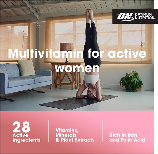 Optimum Nutrition Opti-Women Vitamin C Zinc And Vitamin D For Immune Support Womens Daily Multivitamin Supplement With Iron Capsules 120 Count