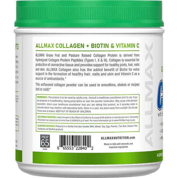 Allmax Nutrition Collagen Peptides Powder + Vitamins Unflavored