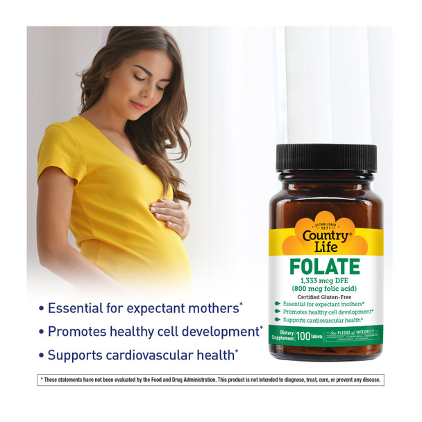 Country Life Folate 800 mcg Folic Acid