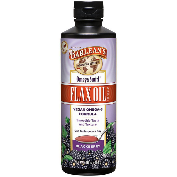 Barlean'S Omega Swirl Omega-3 Flax Oil Supplement Blackberry 16 Fl Oz