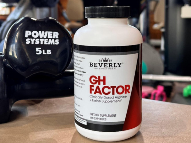 Beverly International GH Factor 180 Capsules. Raise Levels by Up to 8-Fold. Clinically Dosed Arginine + Lysine Supplement. P.M. Growth Promoter for Men and Women Revitalize Your Physique.