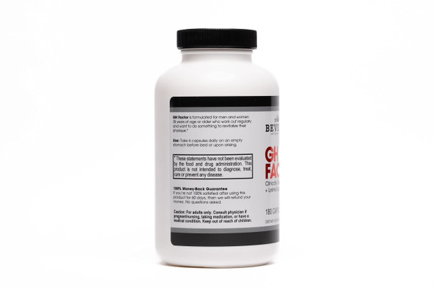 Beverly International GH Factor 180 Capsules. Raise Levels by Up to 8-Fold. Clinically Dosed Arginine + Lysine Supplement. P.M. Growth Promoter for Men and Women Revitalize Your Physique.