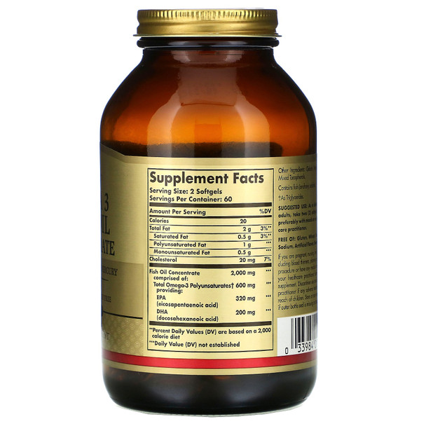 Solgar Omega-3 Fish Oil Concentrate Softgels, 120 S Gels