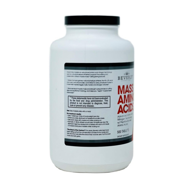 Beverly International Mass Amino Acids 500 Tablets. They’ll think you’ve been lifting for years.
