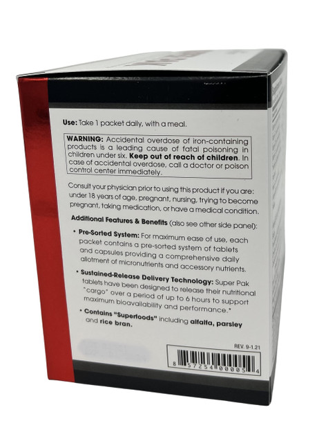 Beverly International Super Pak. 30 Packs. High-Potency Multivitamin Daily Pack for Energy Performance Immune System Health. Custom-formulated for Athletes Active Men and Women since 1970.