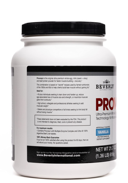 PROVOSYN. The Original Ultra-Premium Whole Egg Milk (Casein + Whey) and Beef Protein Powder. Fast Muscle Building + Recovery Perfect for Hard Gainers Vanilla Flavor 616 g The Mature Users Protein