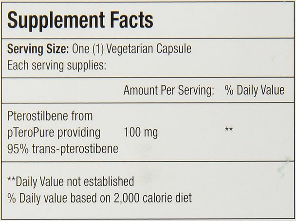 Bio Nutrition Pterostilbene W/ Pteropure 100Mg 30 Vege Caps